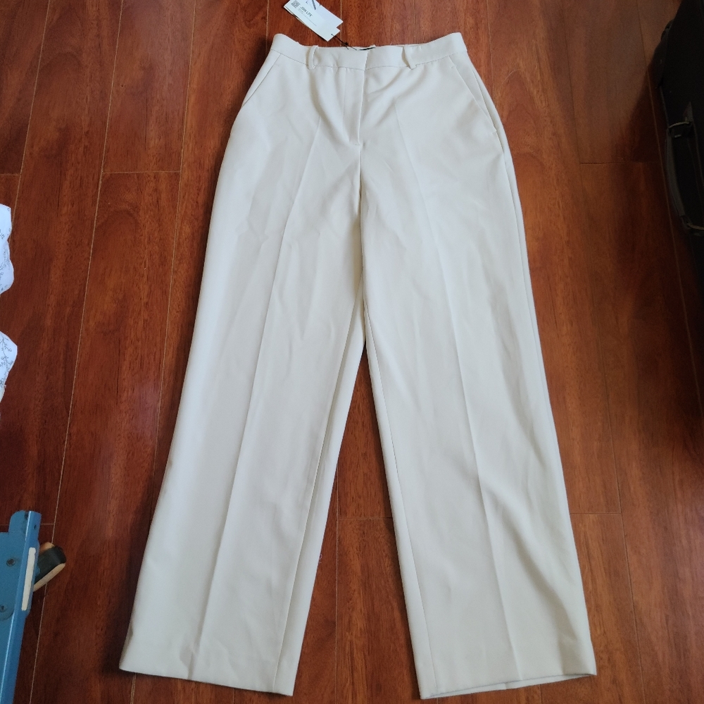 ZARA beige high waisted trousers